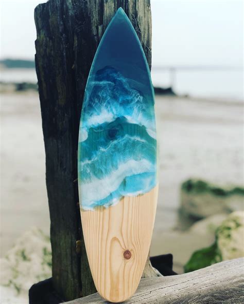 Surfboard Beachwave Resin Art Etsy