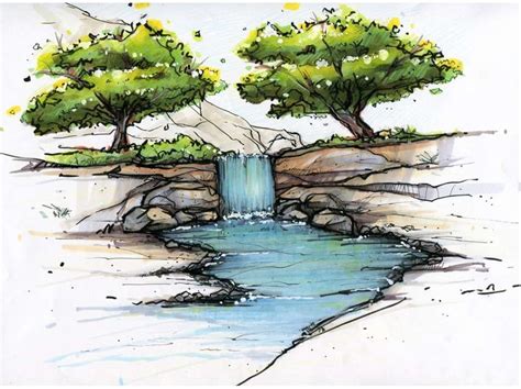 10 Drawing Landscapes With Markers Scenery Drawing