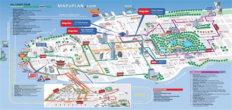 Map Of New York City Streets And Attractions Open Deck Hop On