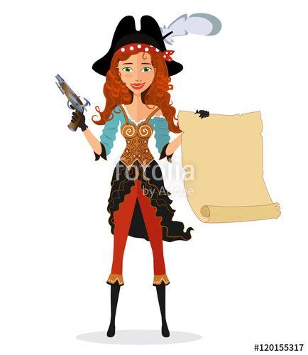 Pin On Pirate Woman Girl Character Cartoon Vector Flat