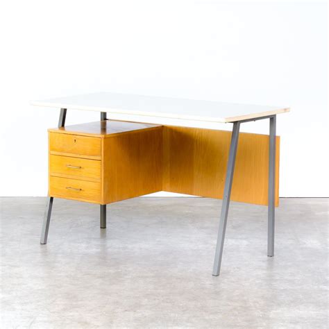 70s Metal And Wood Writing Desk With Formica Top 87660