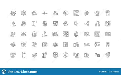 Data Concept Illustration Linear Icons Line Signs Set Vector