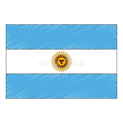 Hand Drawn Sketch Flag Of Argentina Doodle Style Icon Stock Vector