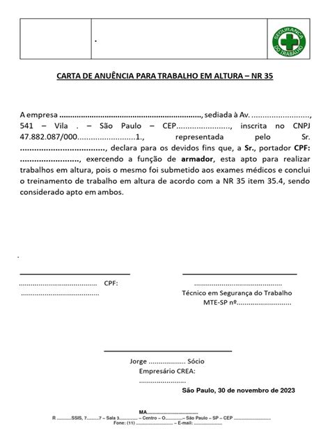 Carta De Anuencia Nr 35 Pdf
