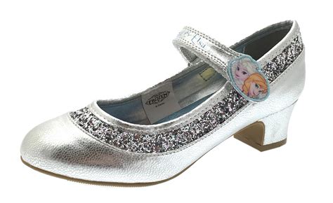 Kids Girls Disney Frozen Dress Up Shoes Glitter Princess Low Heels