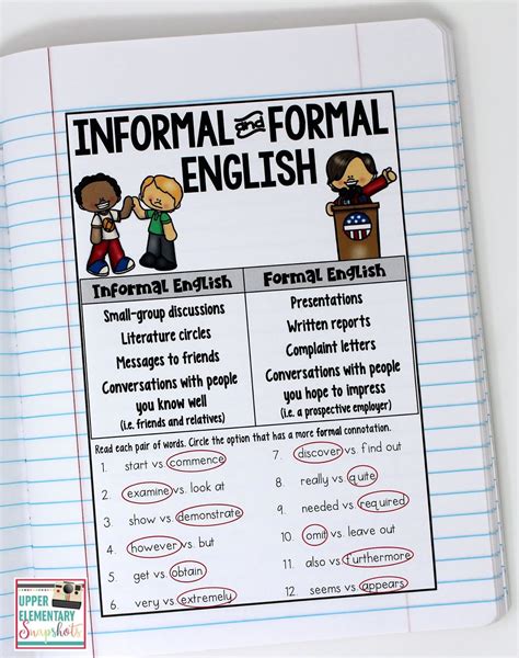Formal And Informal Language Task Cards And Anchor Charts Ph