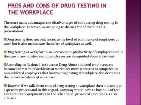 Pros And Cons Of Drug Testing In The Workplace