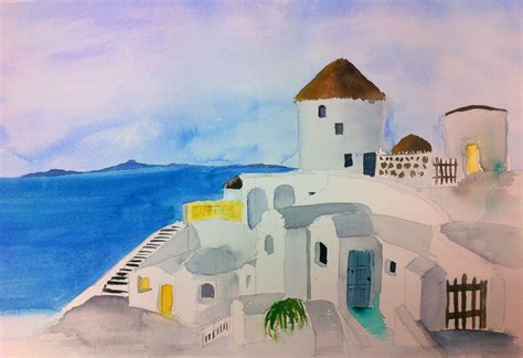 Greece Origiinal Watercolor By Stacey Lebitz Painting Watercolor Art