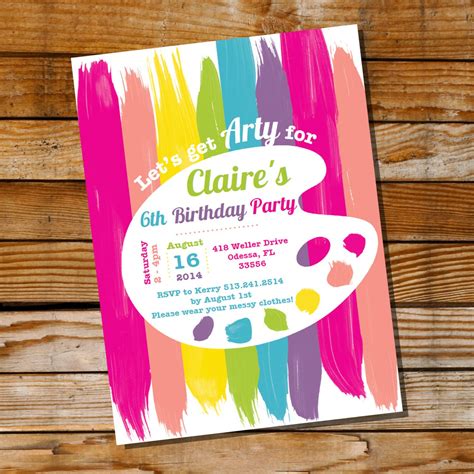 Art Party Invitation Rainbow Art Party Arty Party Etsy Art Party