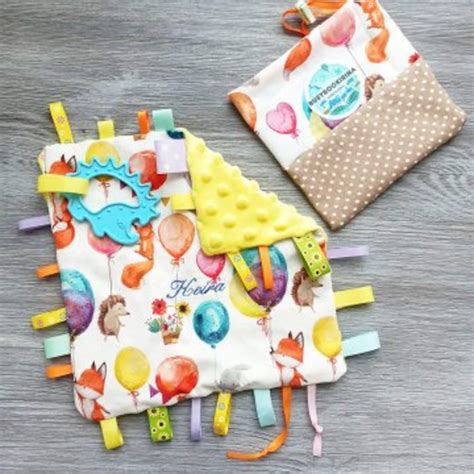 Taggy Blanket Baby Comforter Crinkle Taggie Baby Tag Toy Etsy