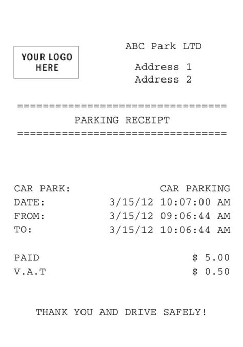 parking receipt samples   ms word