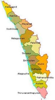 Kerala political map,file:thiruvananthapuramdistrict.png,kerala map, india and more. Kerala facts - God's own country Kerala, India