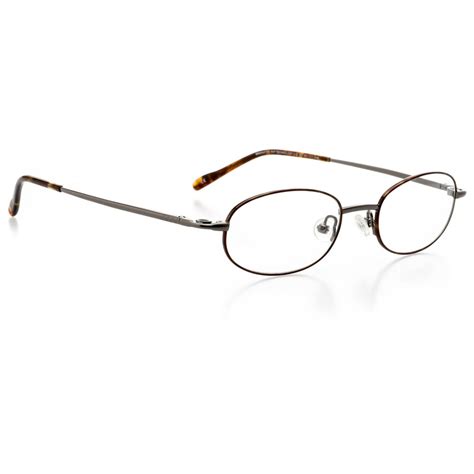 Optical Eyewear Oval Shape Metal Full Rim Frame Prescription Eyeglasses Rx Gunmetal Amber
