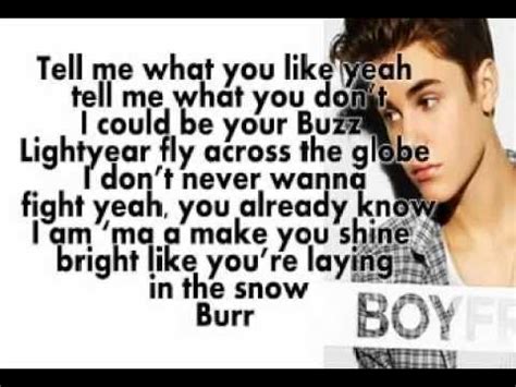 This song has been covered by issues under the title boyfriend. Justin Bieber Boyfriend (Lyrics On Screen)parole - YouTube