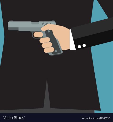 Businessman Holding A Gun Behind His Back Vector Image