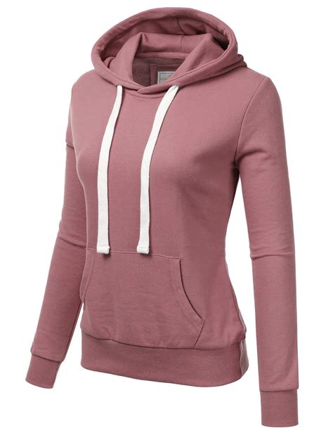 Doublju Basic Lightweight Pullover Hoodie Sweatshirt For Women Women