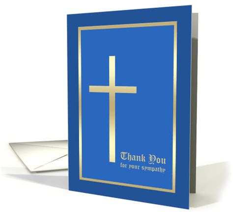 Christian Sympathy Thank You Card Golden Cross Blue Card 967643