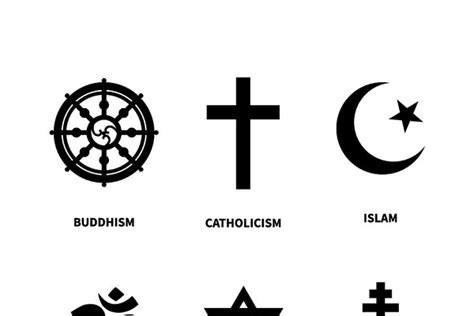 Set Of Most Common Religions Symbols Pre Designed Photoshop Graphics