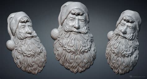 Santa Claus Portrait Relief Digital 3d Model For Cnc 3d Printing