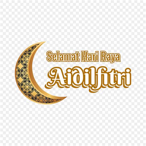 Hari Raya Aidilfitri Vector Png Images Hari Raya Aidilfitri With Moon Gold Color Aidilfitri