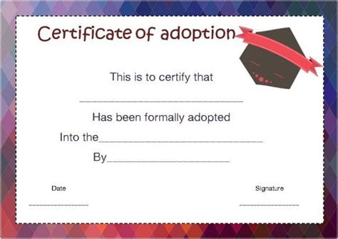 Blank Adoption Certificate Template Certificate Templates Adoption