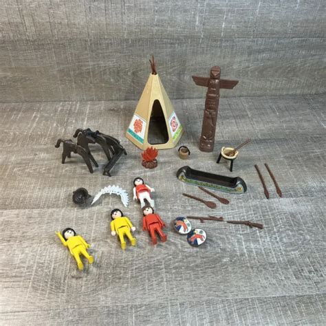 vtg playmobil 3483 native american indian teepee canoe western play toys read 29 59 picclick