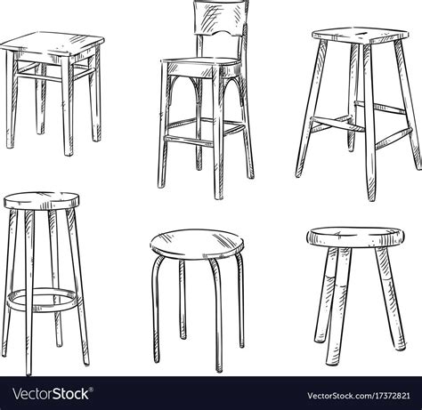 Set Of Hand Drawn Stools Royalty Free Vector Image Affiliate