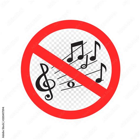 No Music Sound Sign Symbol Icon On White Transparent Background Forbidden Song Sing Be Quiet