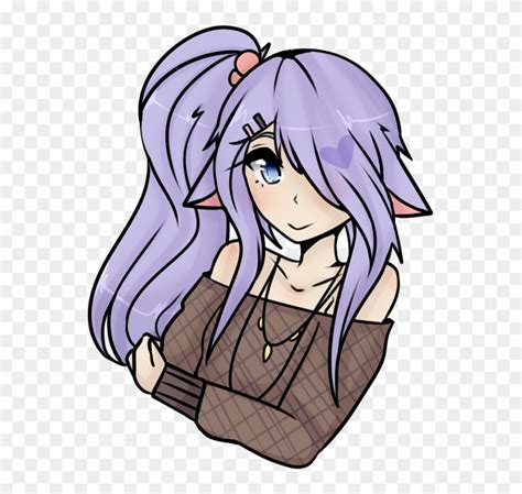 Drawn Ponytail Anime Character Female Long Hair Anime