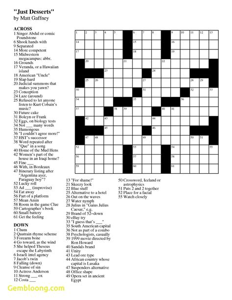 Printable Universal Crossword Puzzle Today Free Printable Universal
