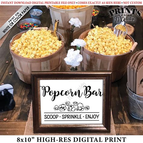 Popcorn Bar Sign Popcorn Toppings Popcorn Directions Etsy