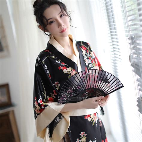 Wholesale Floral Print Sexy Japanese Women Lace Kimono Robe Buy