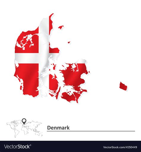map of denmark with flag royalty free vector image
