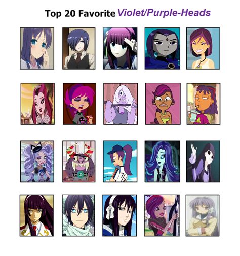 My Top 20 Favorite Violetpurple Haired Characters By