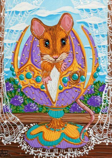 Aceo Original Art Mice Mouse Egg Spring Easter Cute Miniature Animals A