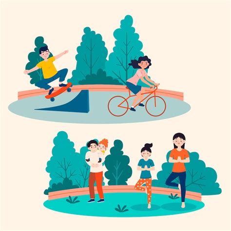 Free Vector Cartoon Illustration Of People Doing Outdoor Activities