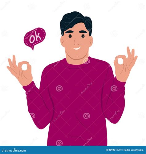 Happy Positive Man Showing Gesture Ok Sign And Gesture Language