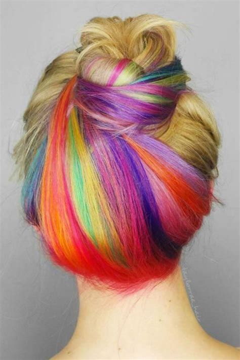 Give The Unicorn Hair Trend A Try With A Subtle Rainbow Under Dye In