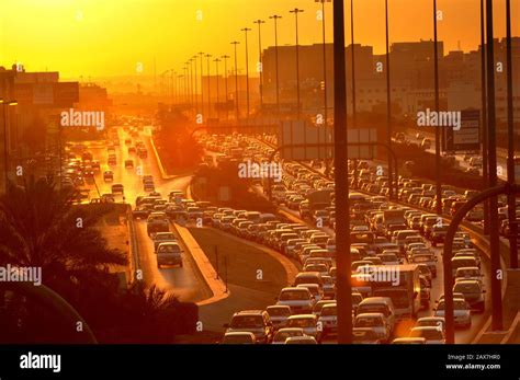 Riyadh Street At Sunset Saudi Arabia Stock Photo Alamy