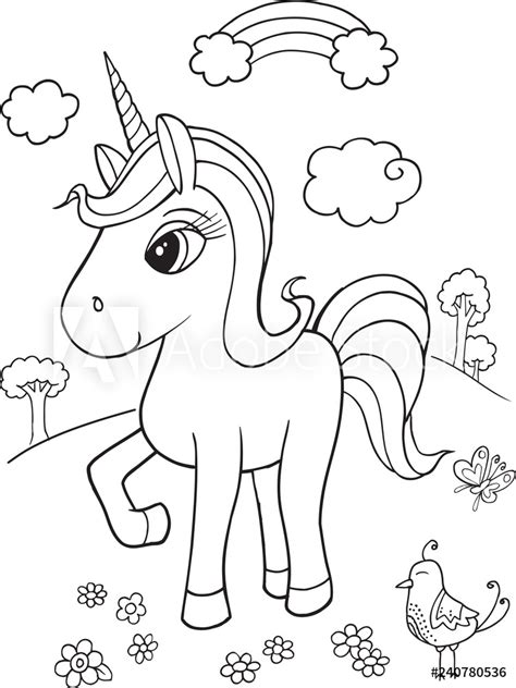 Prinsessa ja yksisarvinen lähellä linnaa. Unicorn Coloring Pages - A magical unicorn (a coloring ...