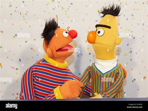 Sesame Street Muppets Ernie And Bert Pose For Photographs During A