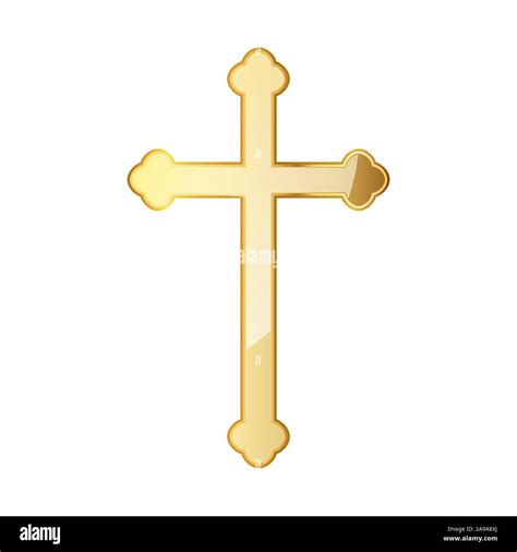 Golden Christian Cross Icon Vector Illustration Golden Christian