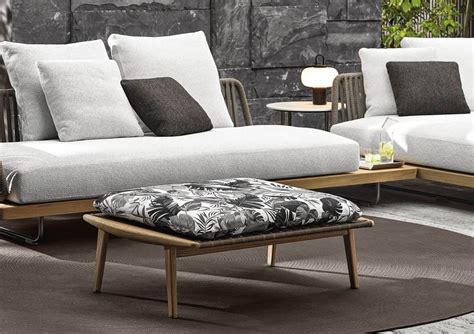 Fynn Outdoor Outdoor Bench In Teak And Synthetic Fiber By Minotti