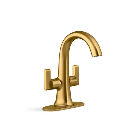 Kohler Setra Single Hole 2 Handle Monoblock Bathroom Faucet In Vibrant Moderne Brushed Brass K