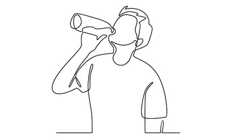 Premium Vector Handsome Man Drinking Water From A Bottle Thirst