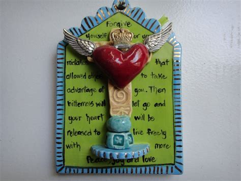 Forgiveness Plaque With Crowned Heart And Wings On A Cross Etsy