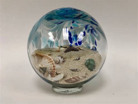 Free Us Shipping~ 7 Pacific Coast Blue Sea Globe Handblown Art Glass Decor Holiday T With