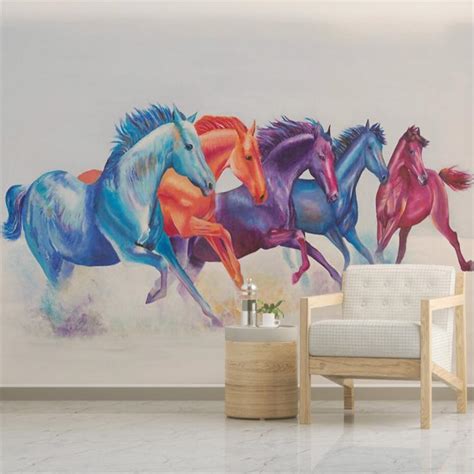 Beibehang Hand Painted Color Abstract Horse Tv Background Wall Custom