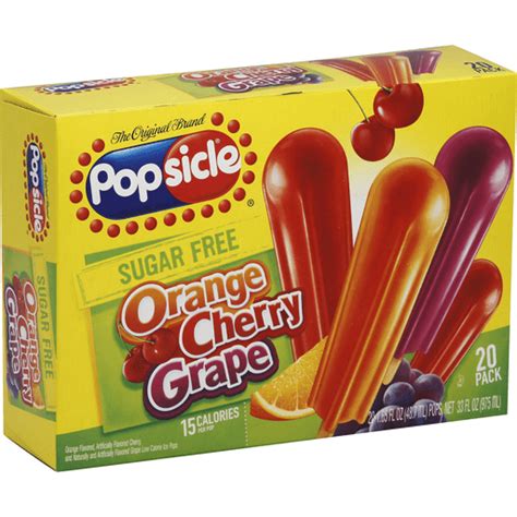 Popsicle Sugar Free Orange Cherry Grape Ice Pops 20 Ct Popsicles