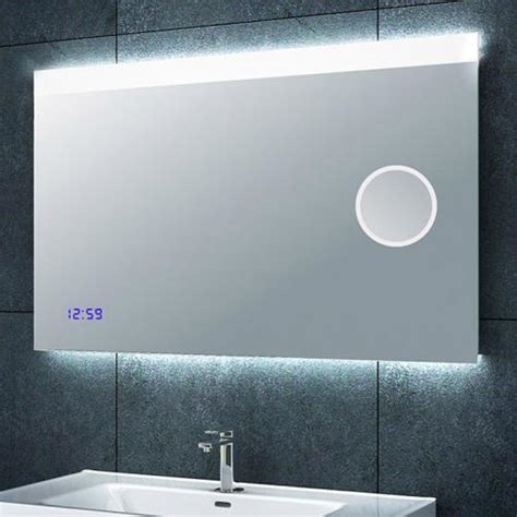 Badezimmerspiegel mit Schminkspiegel und Uhr 100x60 cm Spiegel
